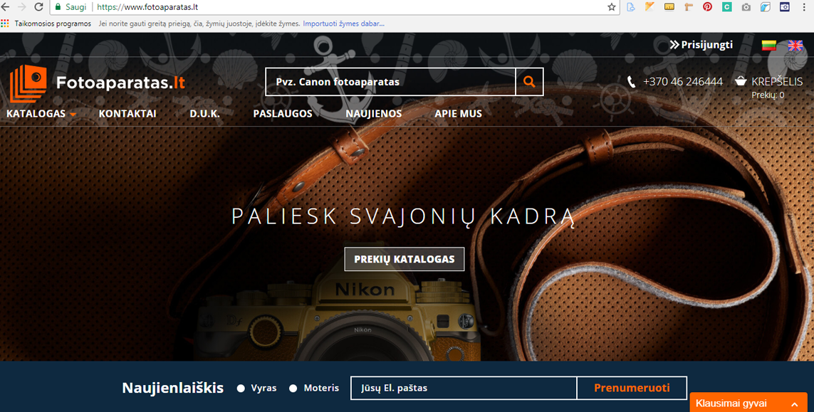 SEO paslaugos Fotoaparatas.lt internetiniam puslapiui